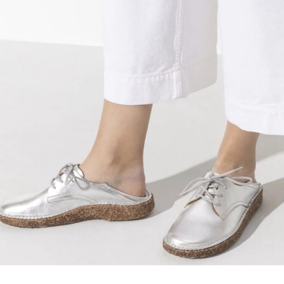 Birkenstock Gary Shoes Mules Clogs size 40 Birkenstocks grey silver 9 9.5 - Picture 2 of 10